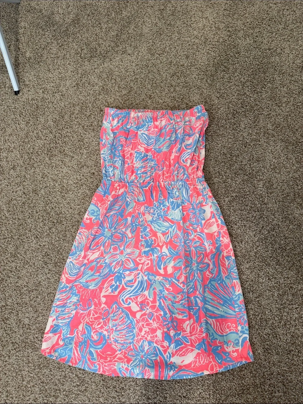 Lilly Pulitzer Pink & Blue Floral Strapless Sundress - Picture 3 of 3